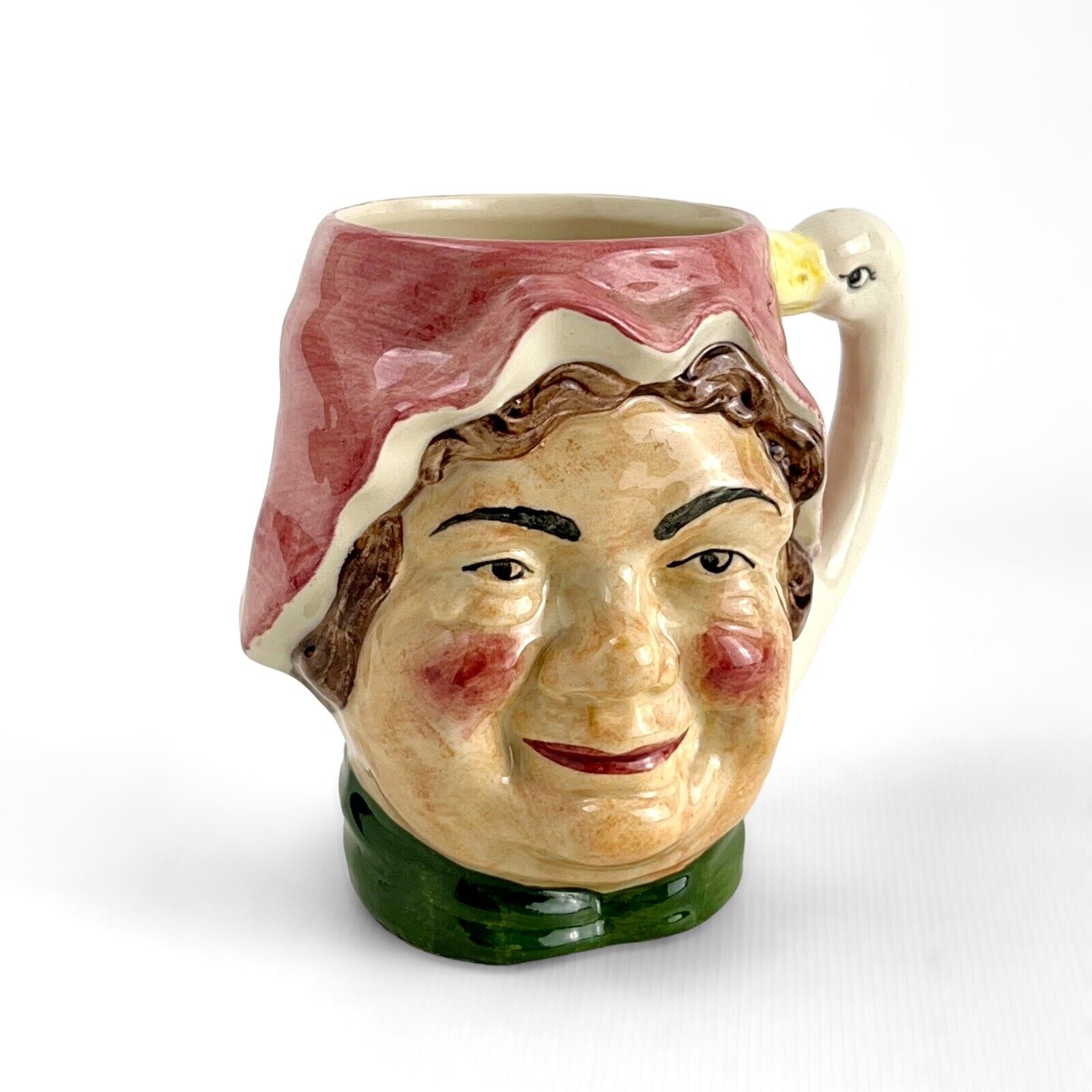 Vintage Artone England Women With Goose Handle Ceramic Hand Painted Toby Mug 