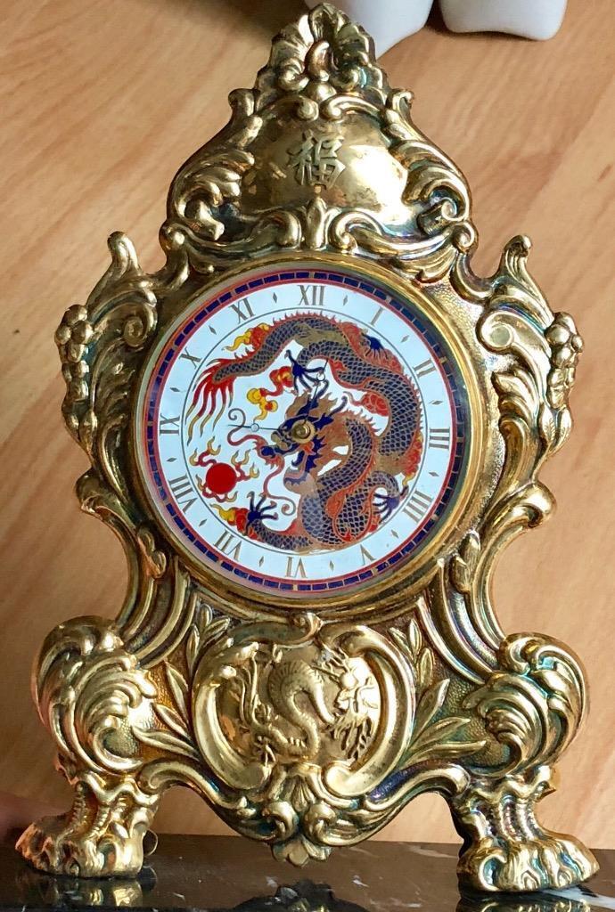 Rare Antique Bautte Clock Chinese Qing Dynasty Gilt Silver Fancy Enamel Dial