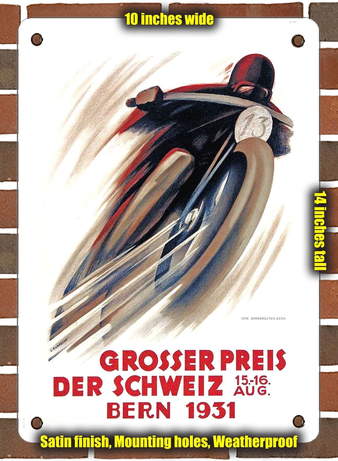 METAL SIGN - 1931 Grand Prix of Switzerland Bern 1931 - 10x14 Inches