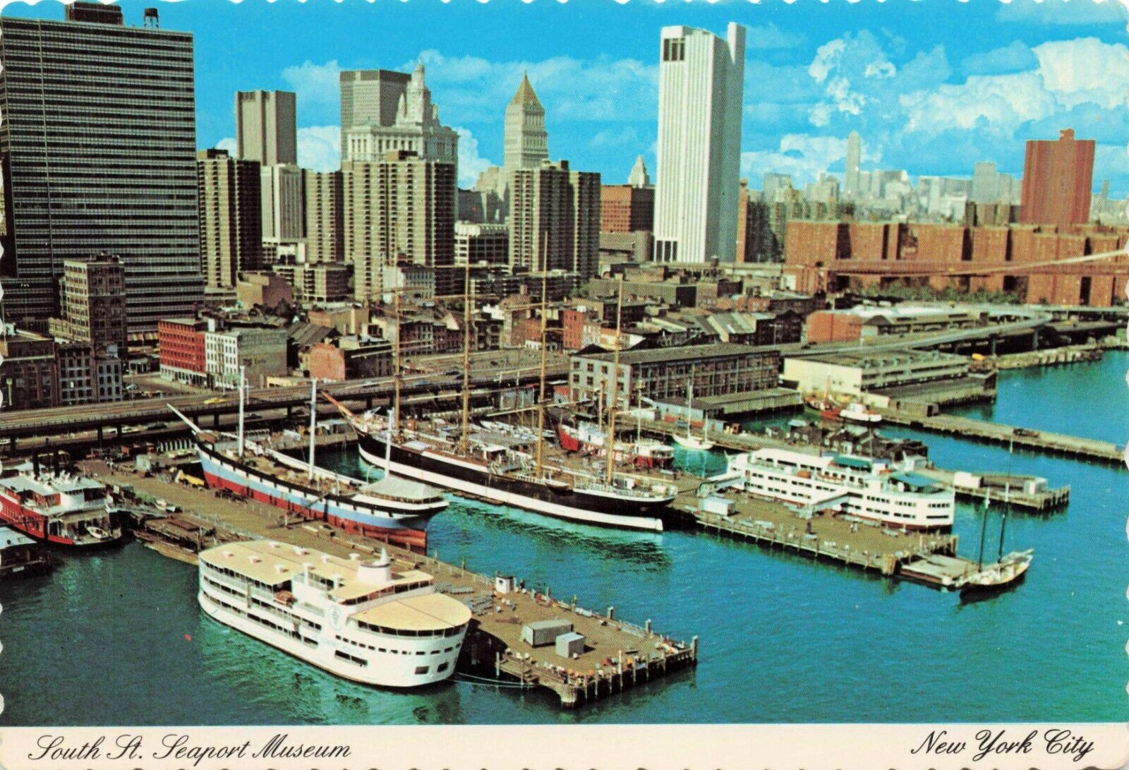 Postcard New York City's South Street Seaport Museum and Street of Shops VTG