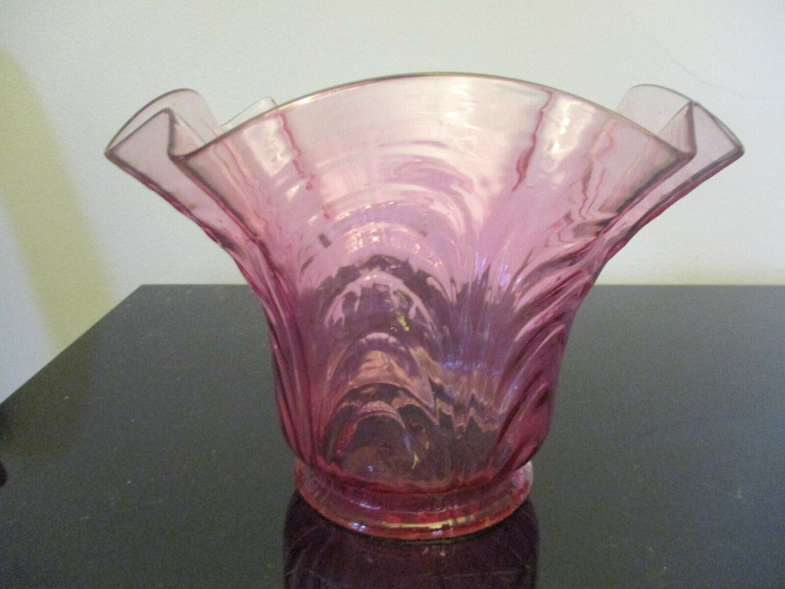 Superb Antique Victorian Cranberry Draped Hand Blown Glass Oil Lamp Shade