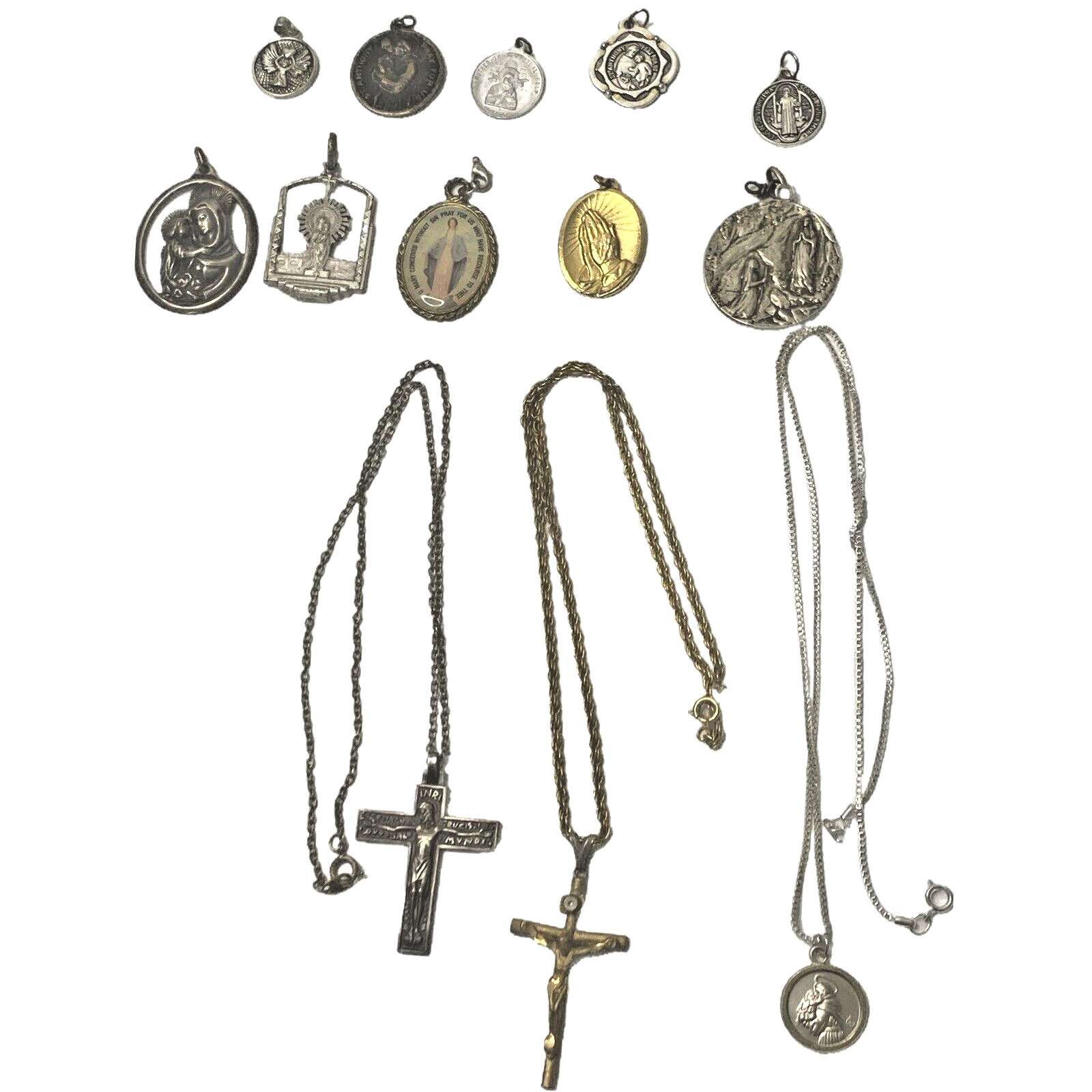 Vintage Religious Catholic Crucifix Necklace Jewelry lot