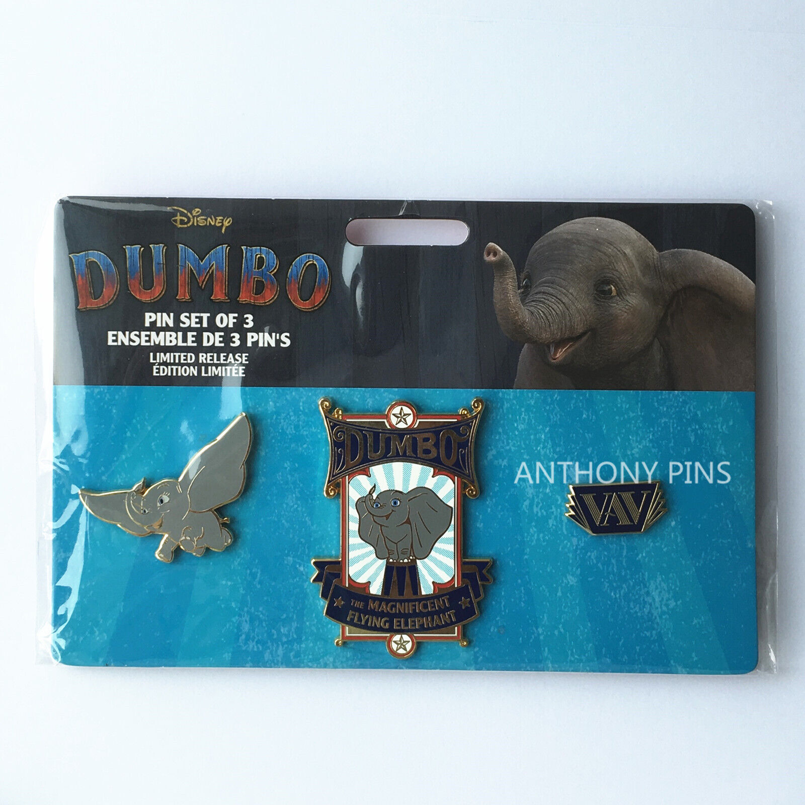 Disney Store 2019 Dumbo Live Limited Release set of 3 Pins New Flying Elephant