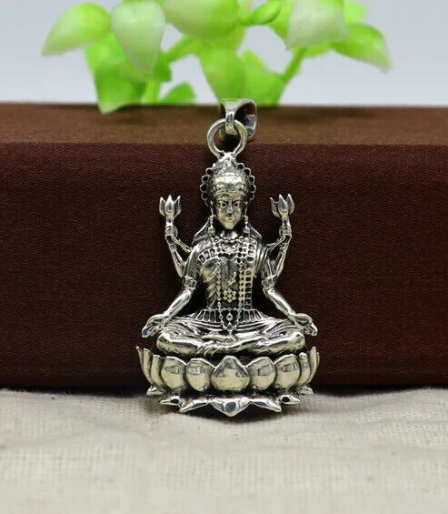 925 Sterling Silver Handmade Hindu Goddess Mahalaxmi Pendant