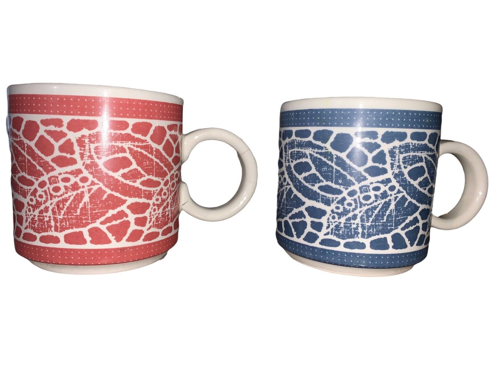 Arthur Wood Made in England 9 oz Coffee Tea Cups Mugs EUC Botanical Red Blue