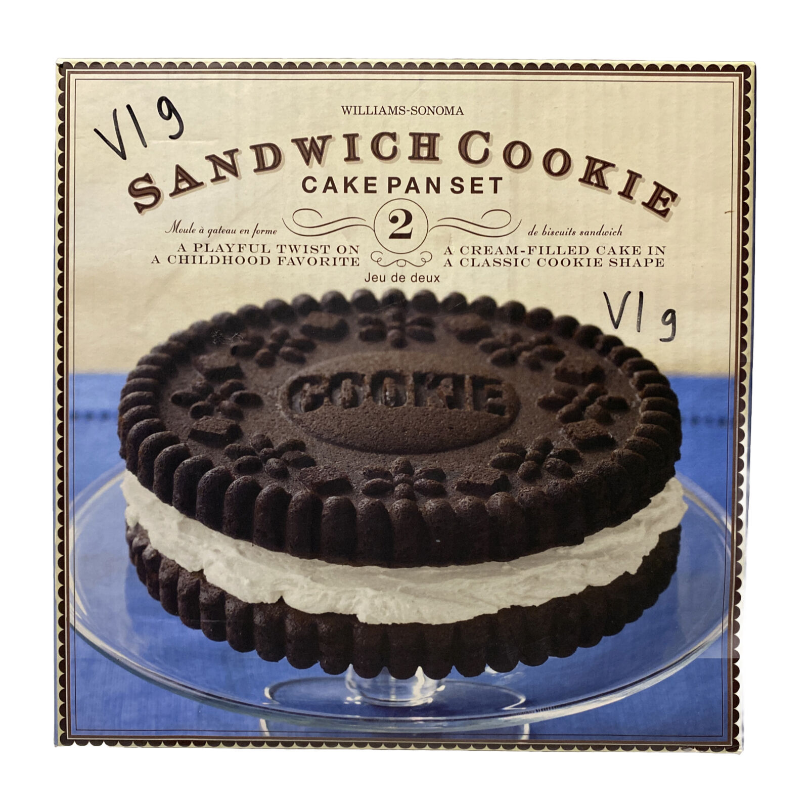 Williams Sonoma Chocolate Sandwich Cookie 2 Pan Non Stick Cake Set Original BOX 