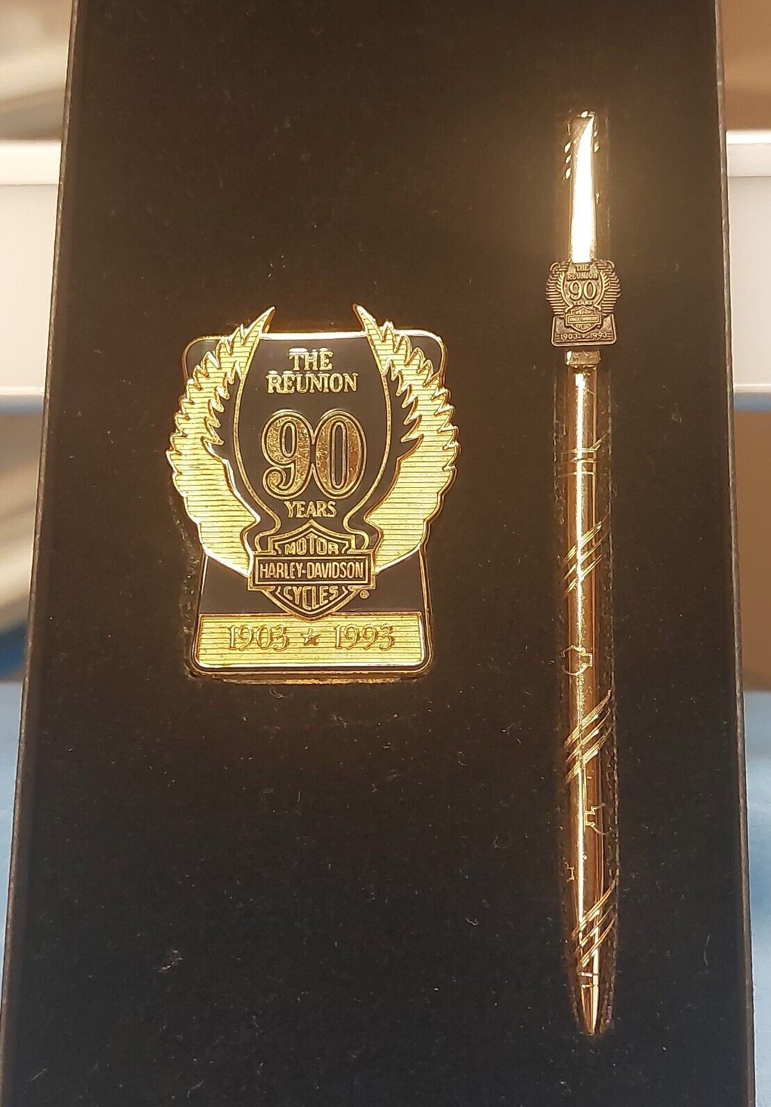 Harley Davidson 90th Anniversary The Reunion Pen & Money Clip Brand New 
