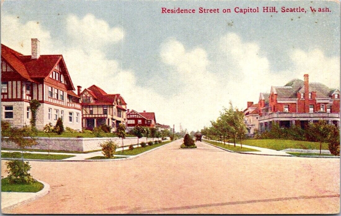 Postcard Vintage Residence street Capitol Hill Seattle Wash. unposted