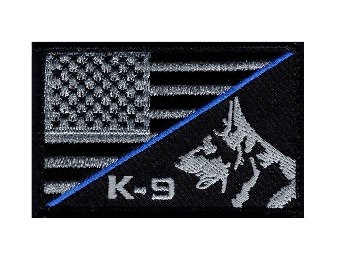 K-9 Usa American Flag Thin Blue Line Police Swat HOOK FASTENER Patch((PK-1B)