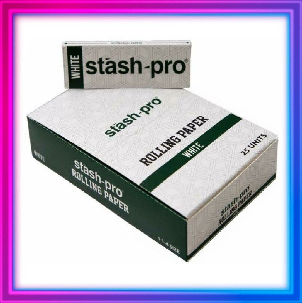 BRAND NEW🔥FULL BOX 25PKS STASH PRO ETHEREAL 1 1/4 SIZE ROLLING PAPERS😎