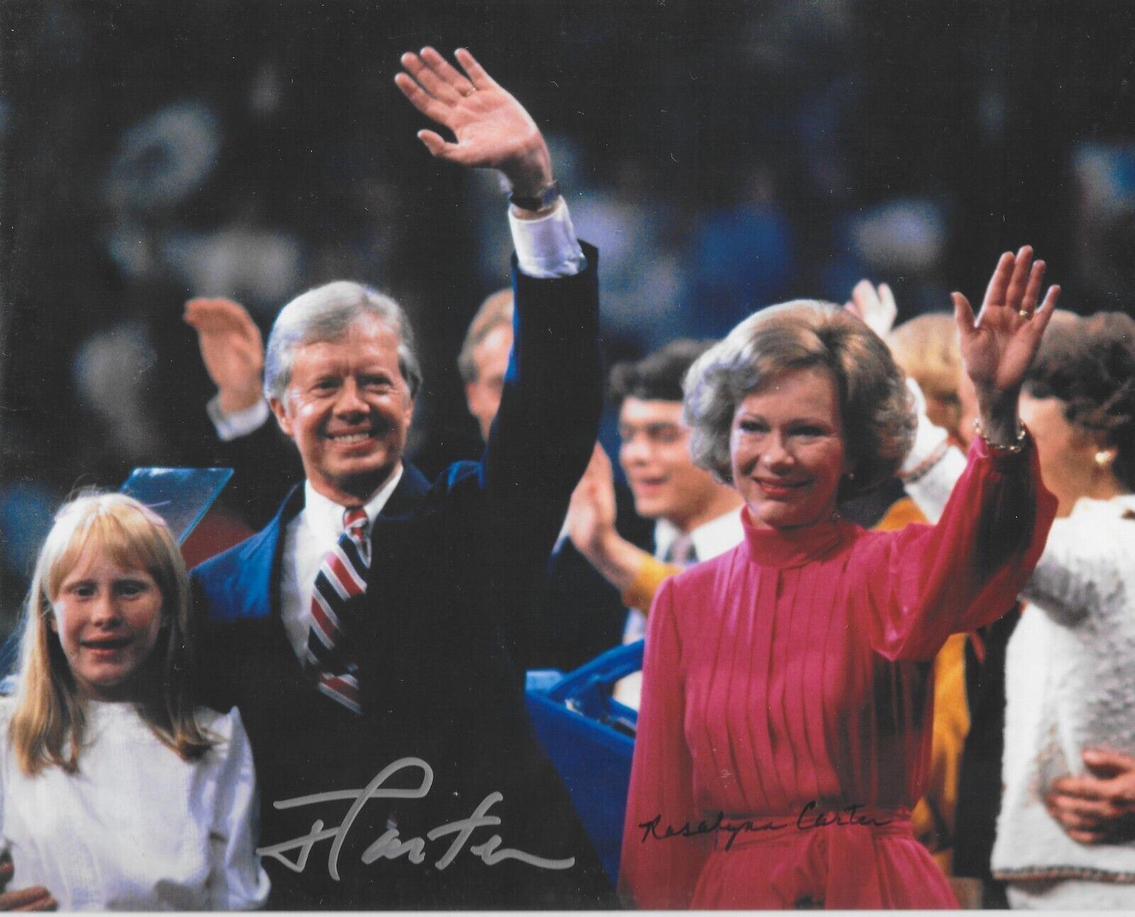 Jimmy & Rosalynn Carter democrat party autograph 8x10 photo signed Beckett LOA