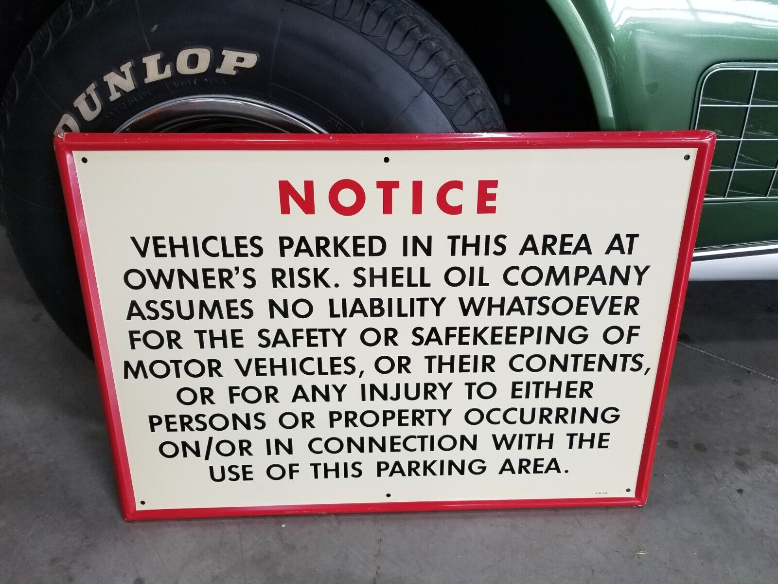 Self Framed Shell Service Station Parking Sign NOS INV#399