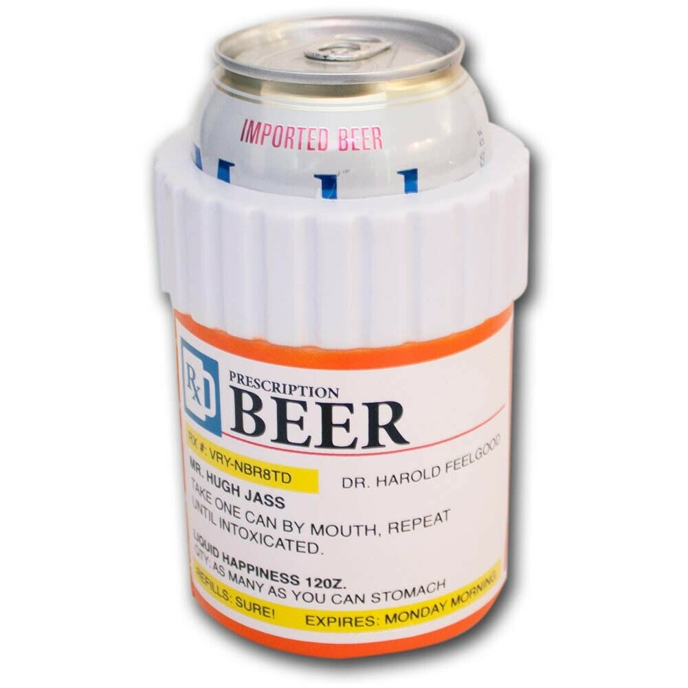 Prescription Beer Bottle Novelty Can Cooler Koozie Orange Coozie 