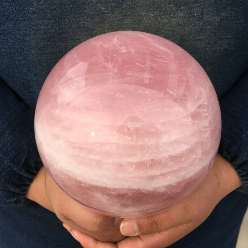 TOP  9.48LB  Natural Pink Rose Quartz good Sphere Crystal Ball Healing  DQ1931