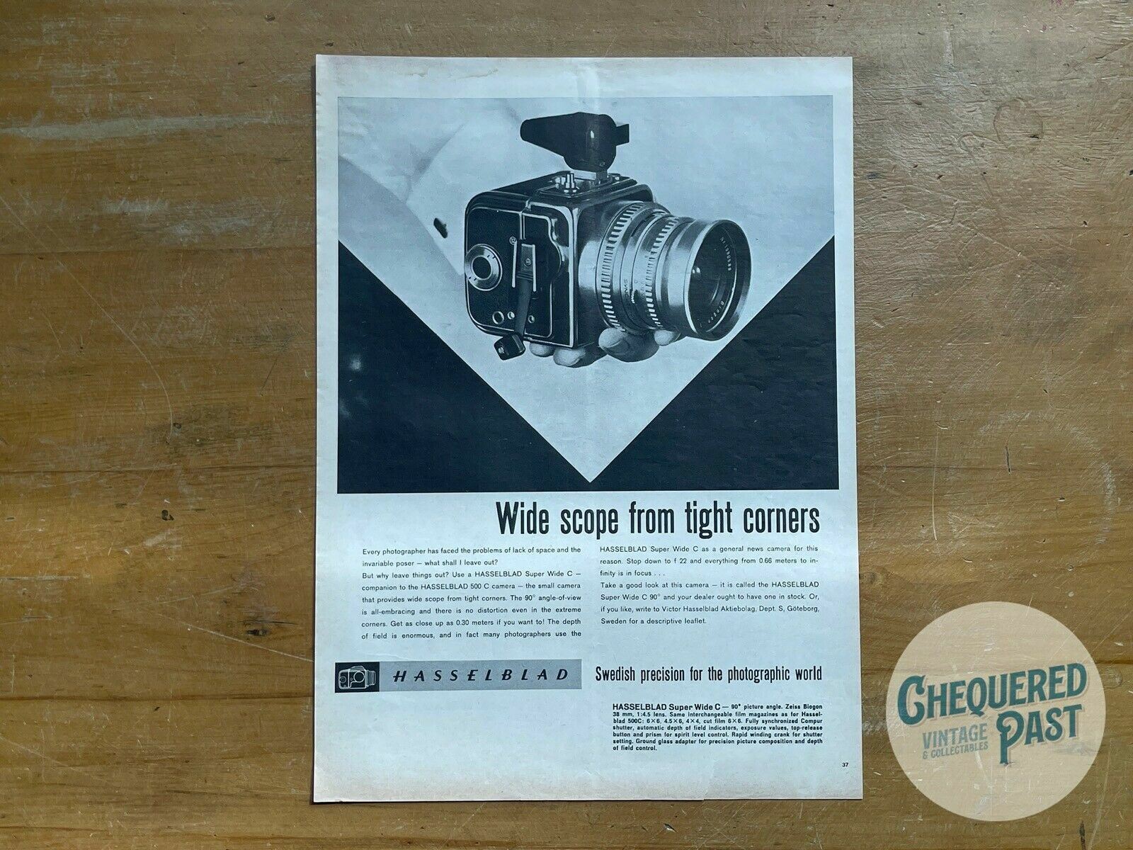 Vintage 1960's HASSELBLAD 500C Camera Advertisement Advertising FIlm Print 