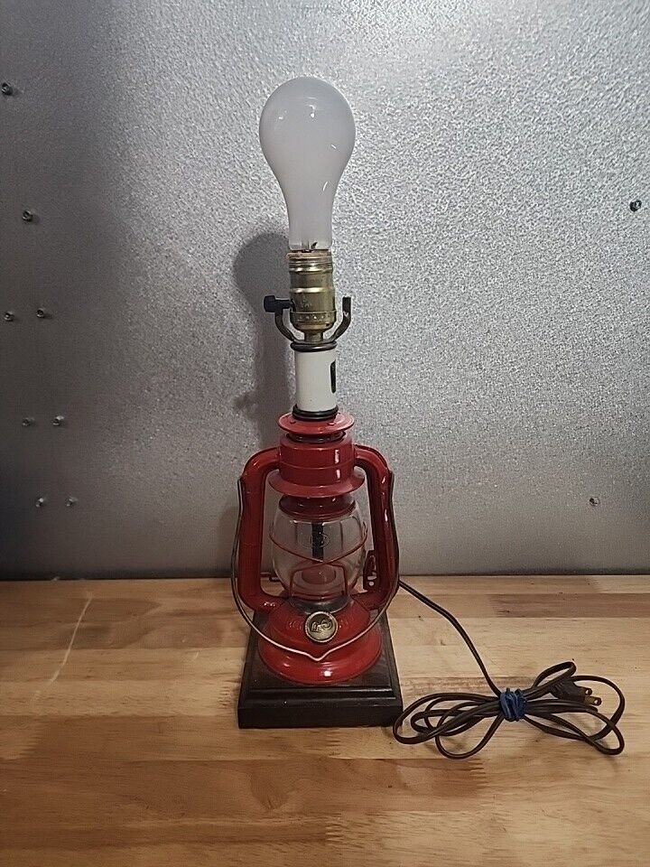 Vintage Dietz Red Ranch Craft Electric Lamp Lantern no shade