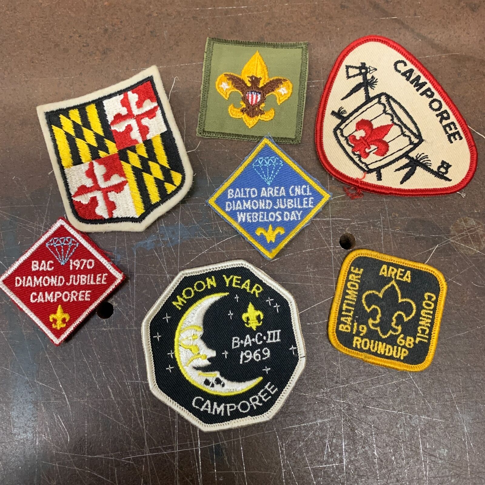 Lot 7x Vintage c.1960s Maryland Boy Scout Patches Camporee Jubilee Roundup
