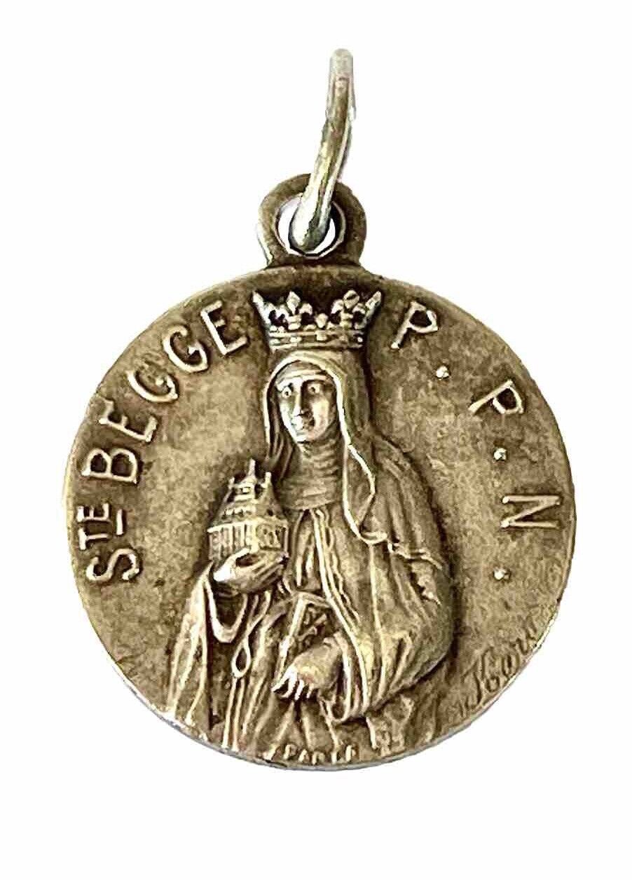 Rare St. Begge Begga Sterling Silver Holy Medal by Karo Patron Beguines Nuns