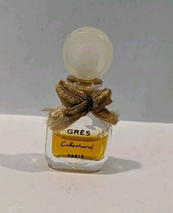 Vintage Gres Paris Cabochard Frosted Bow Stopper Pure Perfume Glass Micro Mini