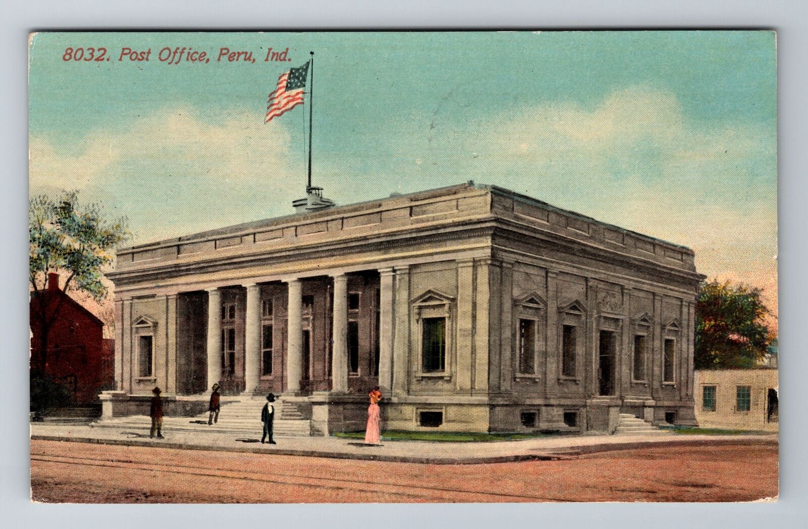 Peru IN-Indiana, Post Office, Antique, Vintage c1912 Postcard