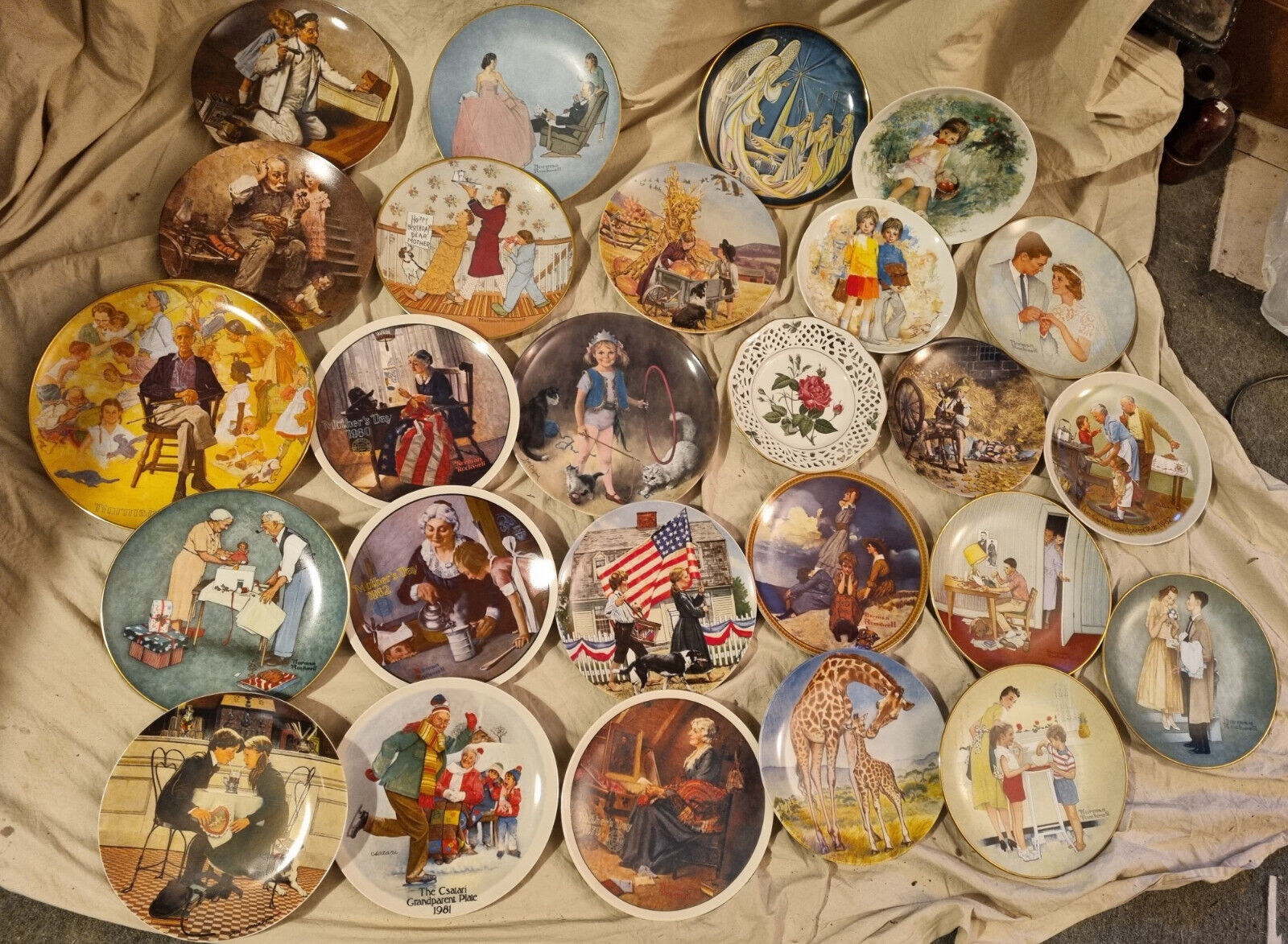 Norman Rockwell Plates Lot 26 Total With Certificates 1980s Vintage