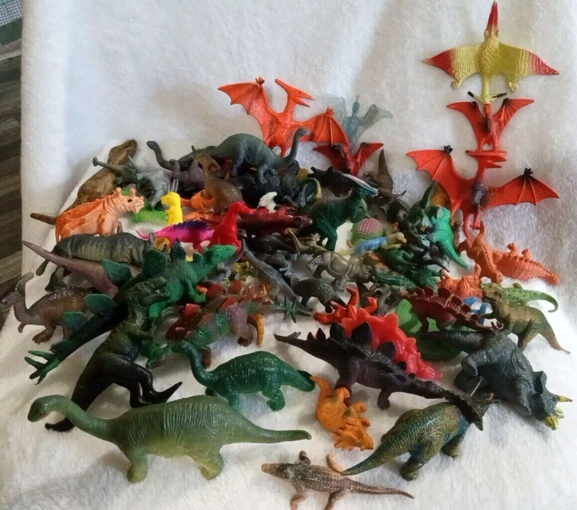 Vintage Dinosaur Lot Of (82), Mini\'s, Rubber, Plastic, Several Different Types