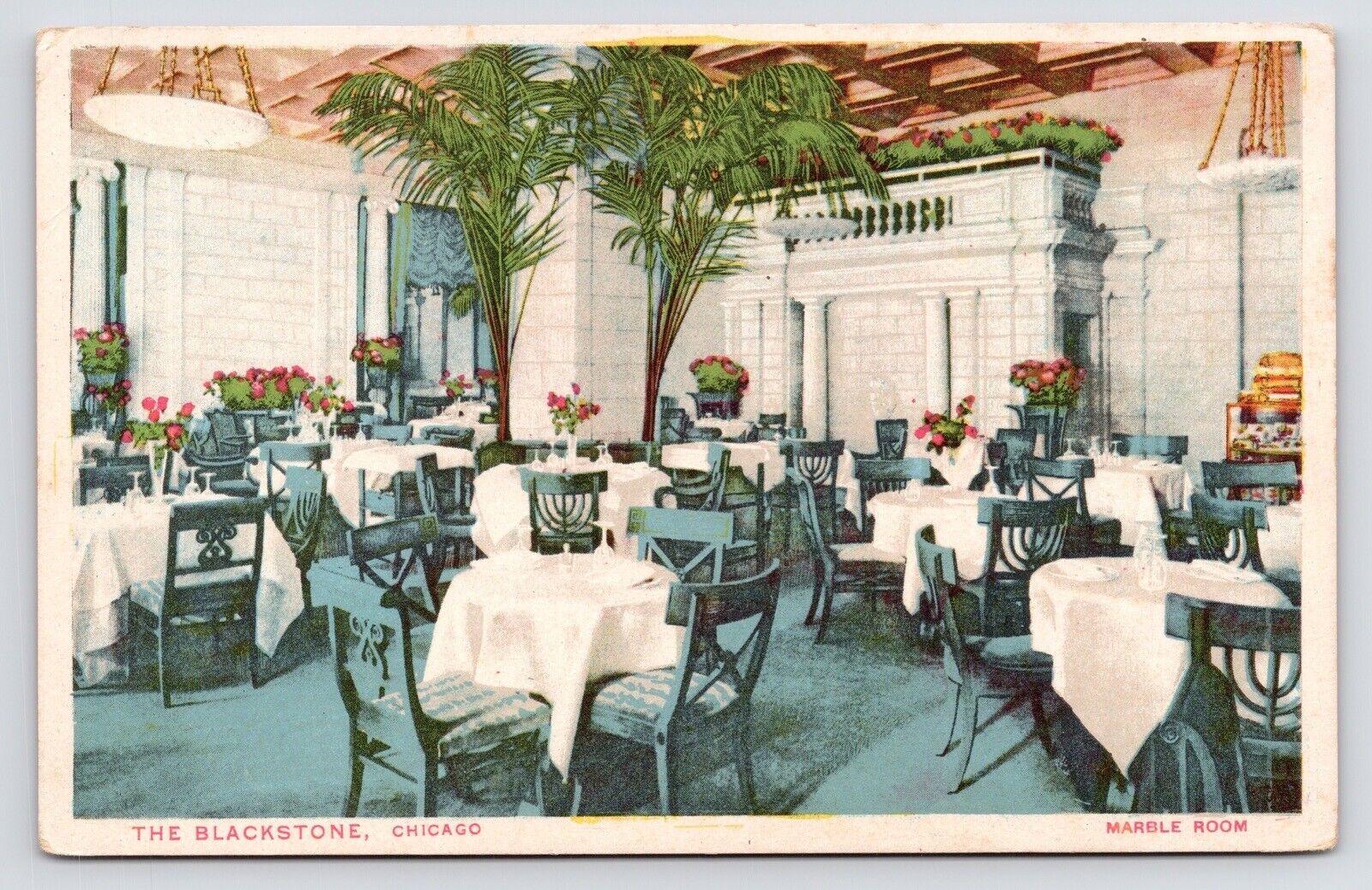 c1915s Marble Room Blackstone Hotel Restaurant~Chicago ILL Antique Postcard