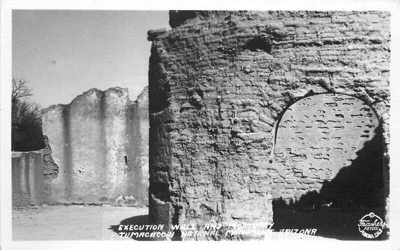 Arizona Execution Wall Mortuary Tumacacori Monument Frasher 1920s Postcard 8357