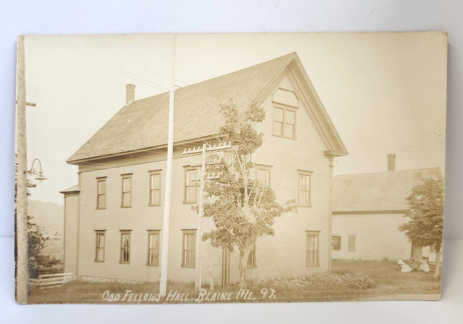 RPPC Blaine Maine Odd Fellows Building 97 Early 1900's Antique