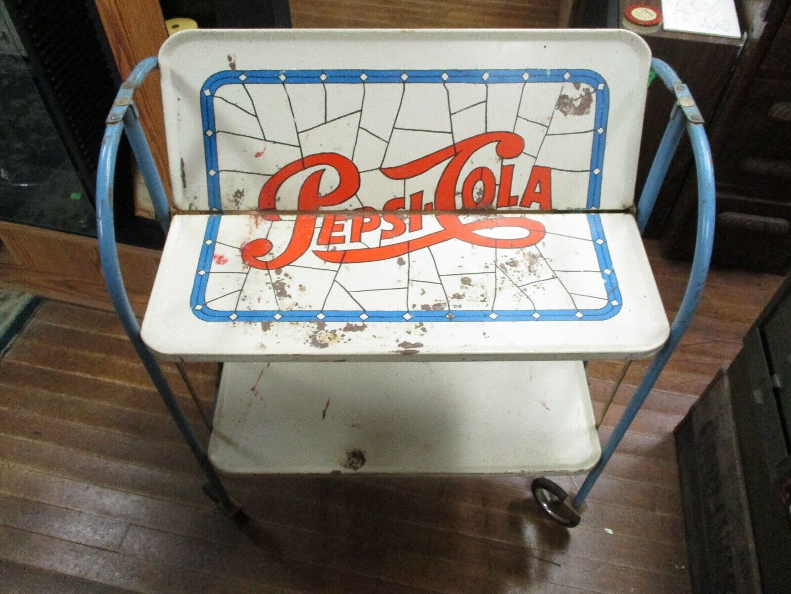 PEPSI* VERY RARE Vintage1950s Relyon  Folding Serving / Tea Service Cart w shelf