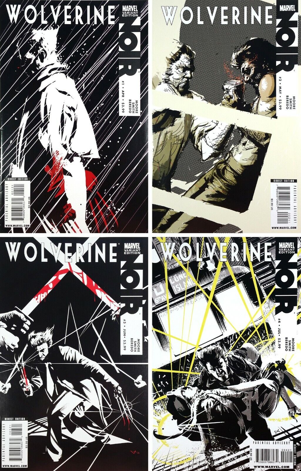 Wolverine Noir #1B, #2A, #3B, #4B (2009) Marvel Comics (Set of 4) Logan