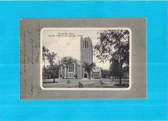 Vintage Postcard-Baptist Church at Coolidge Corner, Brookline, Massachusetts