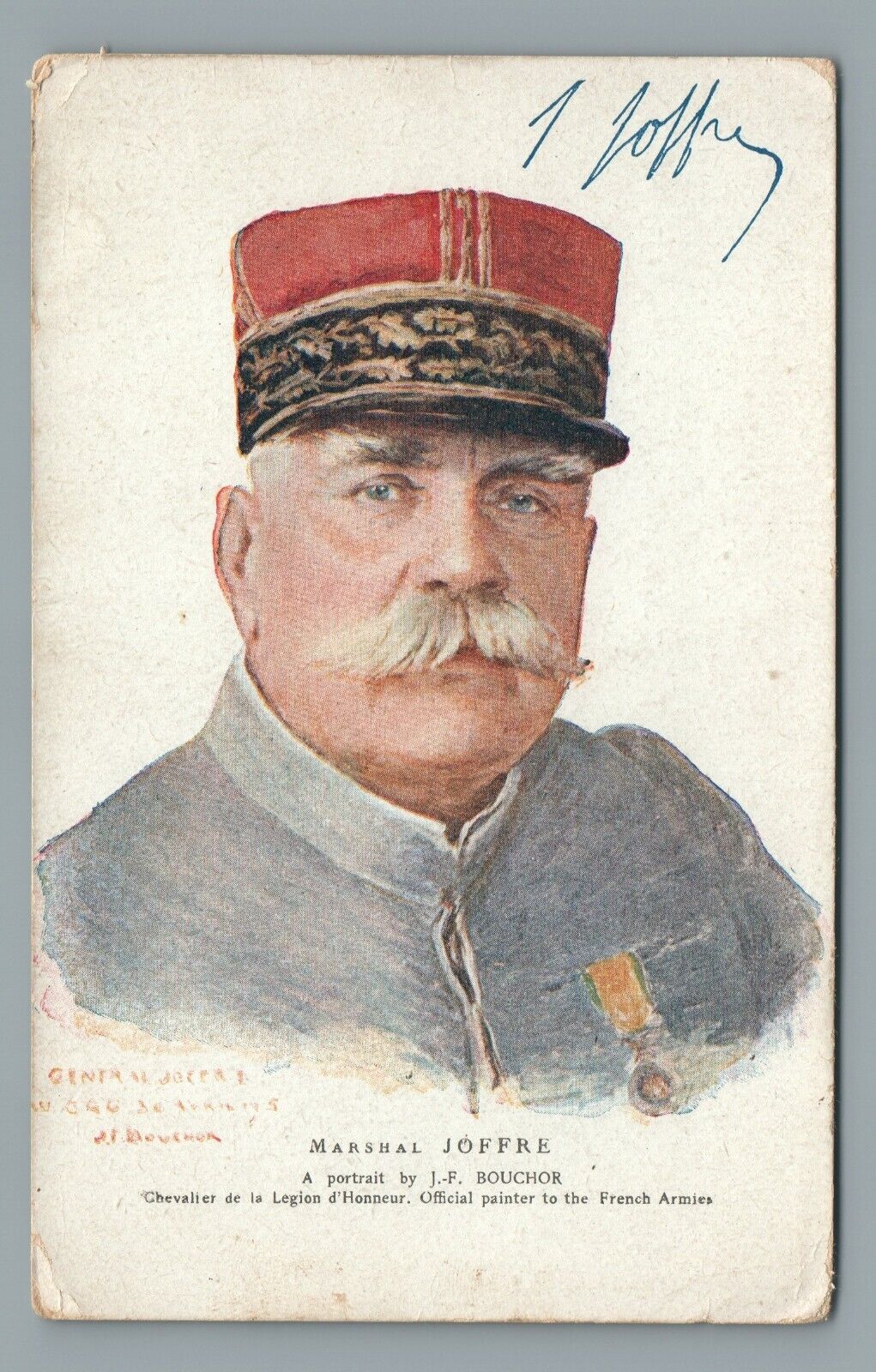 WWI Marshal Joffre American Red Cross Antique Postcard Vintage Post Card