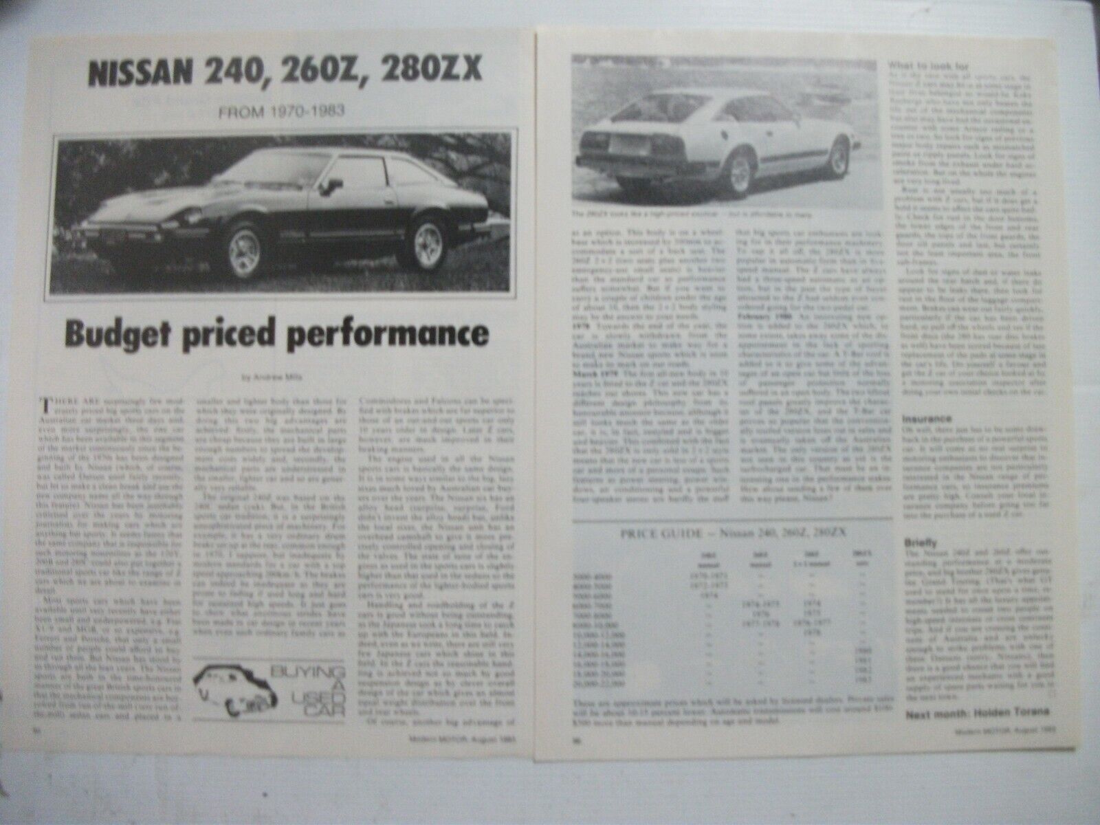 NISSAN DATSUN 240Z 260Z 280ZX FROM 1970 TO 1983 SECONDHAND CAR BUYING GUIDE