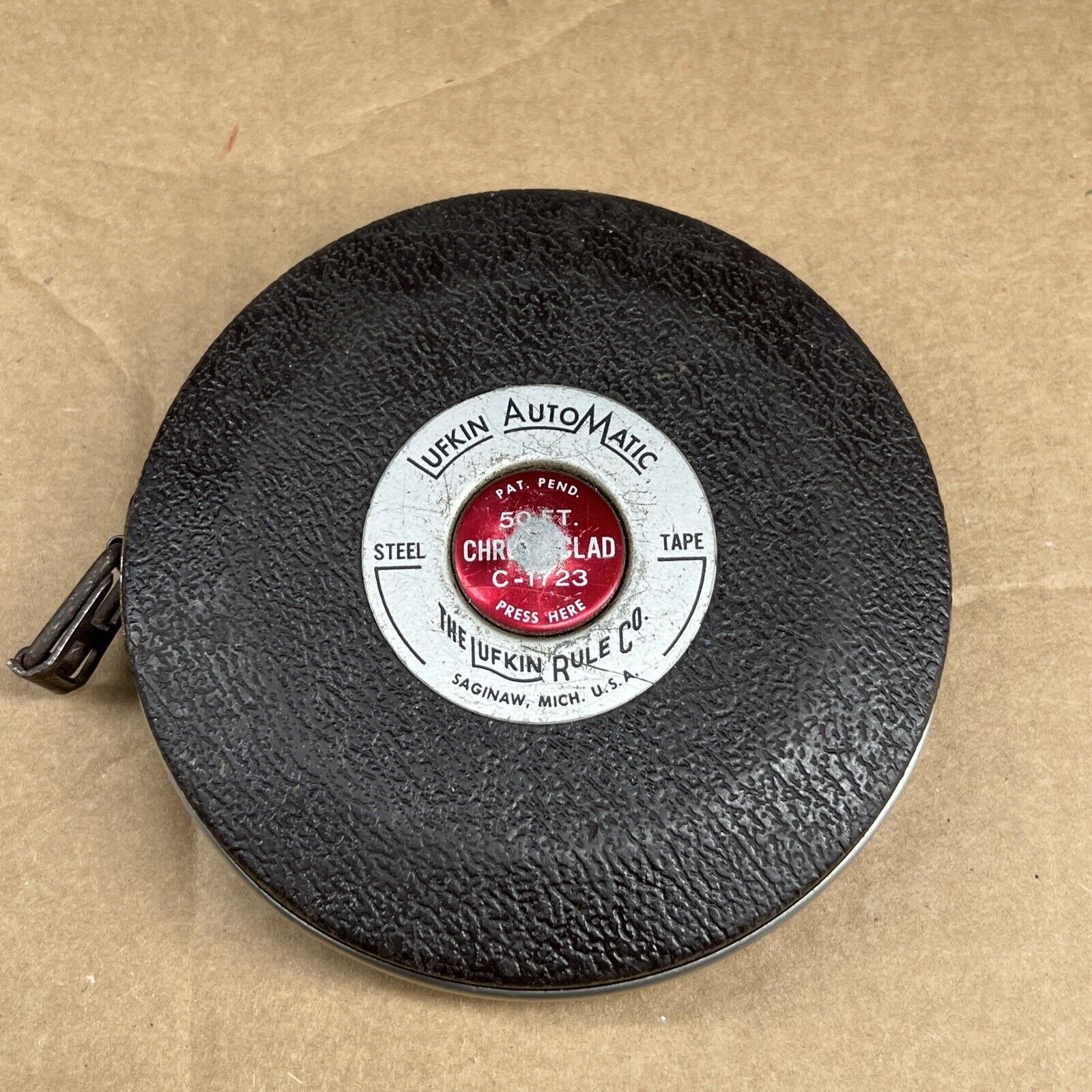 Vintage Lufkin Self Winding Tape Measure C-1723 Steel Tape USA