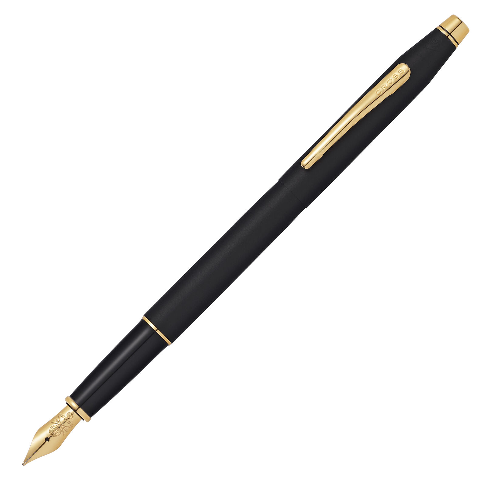 Cross Classic Century Fountain Pen in Classic Black Gold Trim - Medium Point