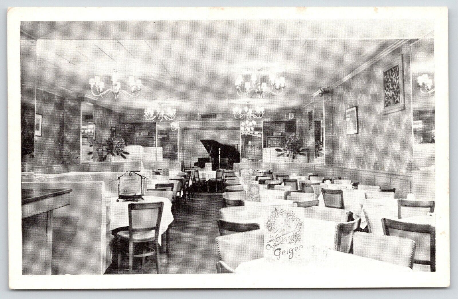 New York City~Cafe Geiger Interior~Baby Grand Piano~East 86th Street~1950s