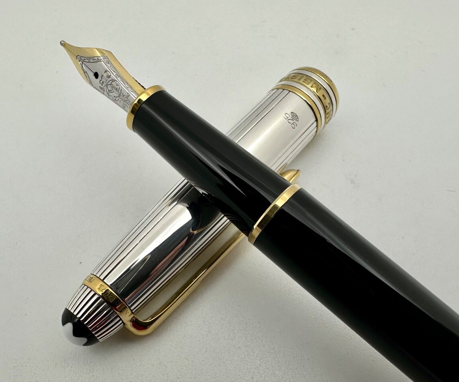 Montblanc Meisterstuck No. 144 Solitaire 925 Sterling Silver Cap Fountain Pen