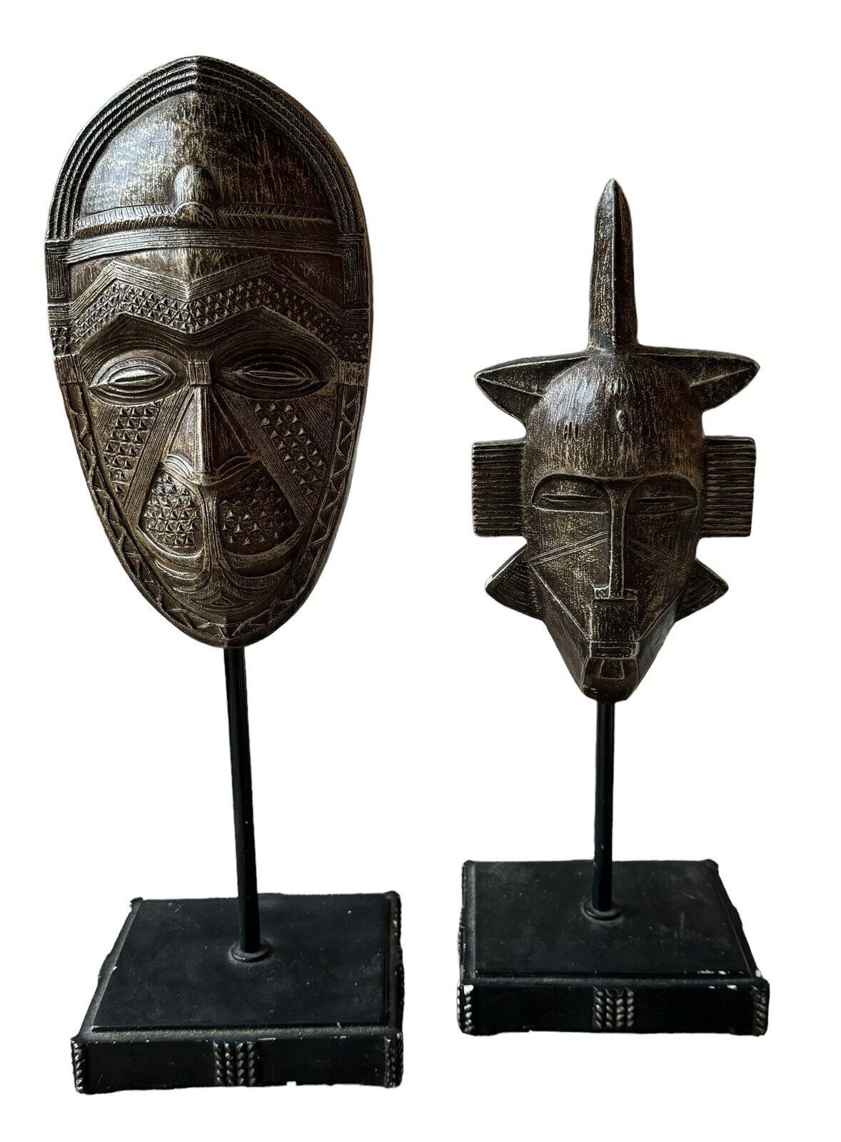 African Style Sculpture Masks (2) By Kirlier Austin 2000 Marcada