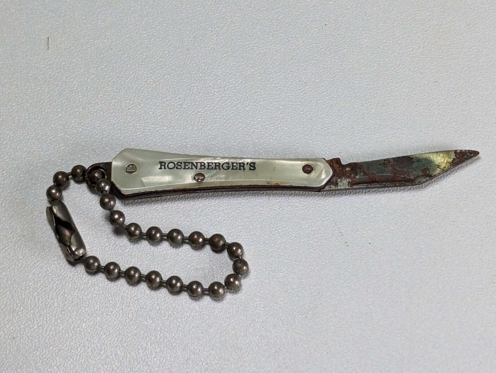 Vintage Keychain Pocketknife  Rosenberger\'s Wheel Alignment Fremont Ohio Ad