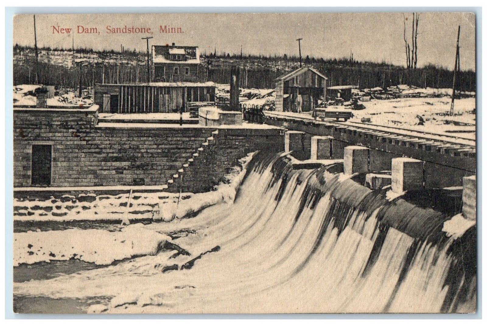 1911 Bird's Eye View Of New Dam Sandstone Minnesota MN Posted Vintage Postcard