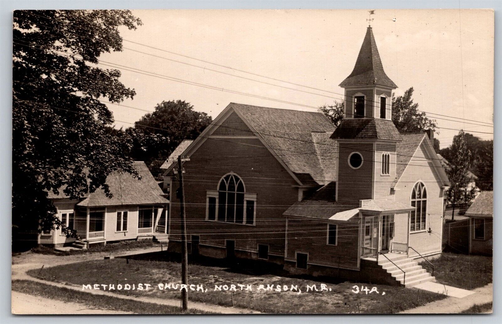 Postcard Methodist Church, North Anson, Maine RPPC C47