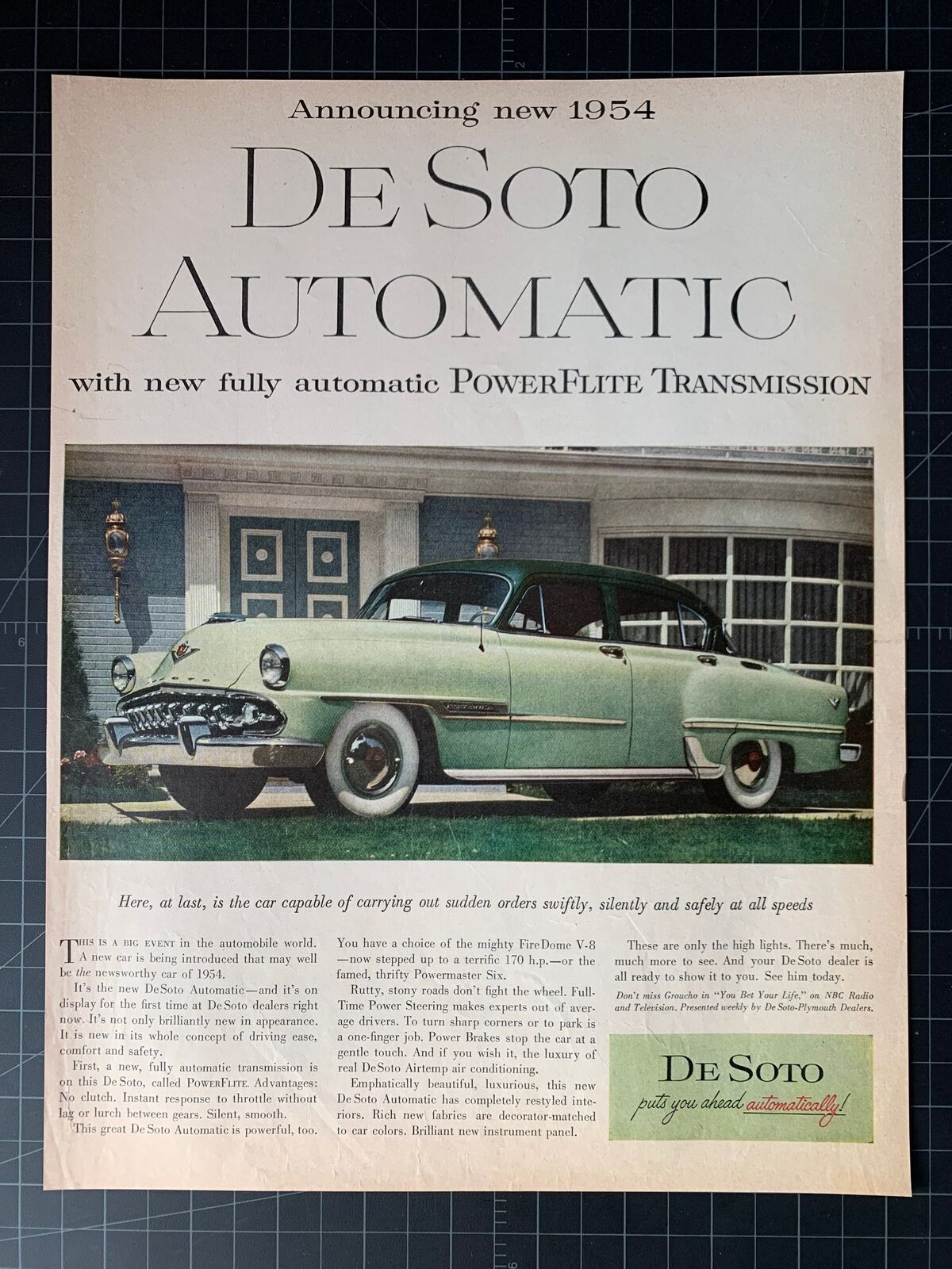 Vintage 1954 DeSoto Automatic Print Ad