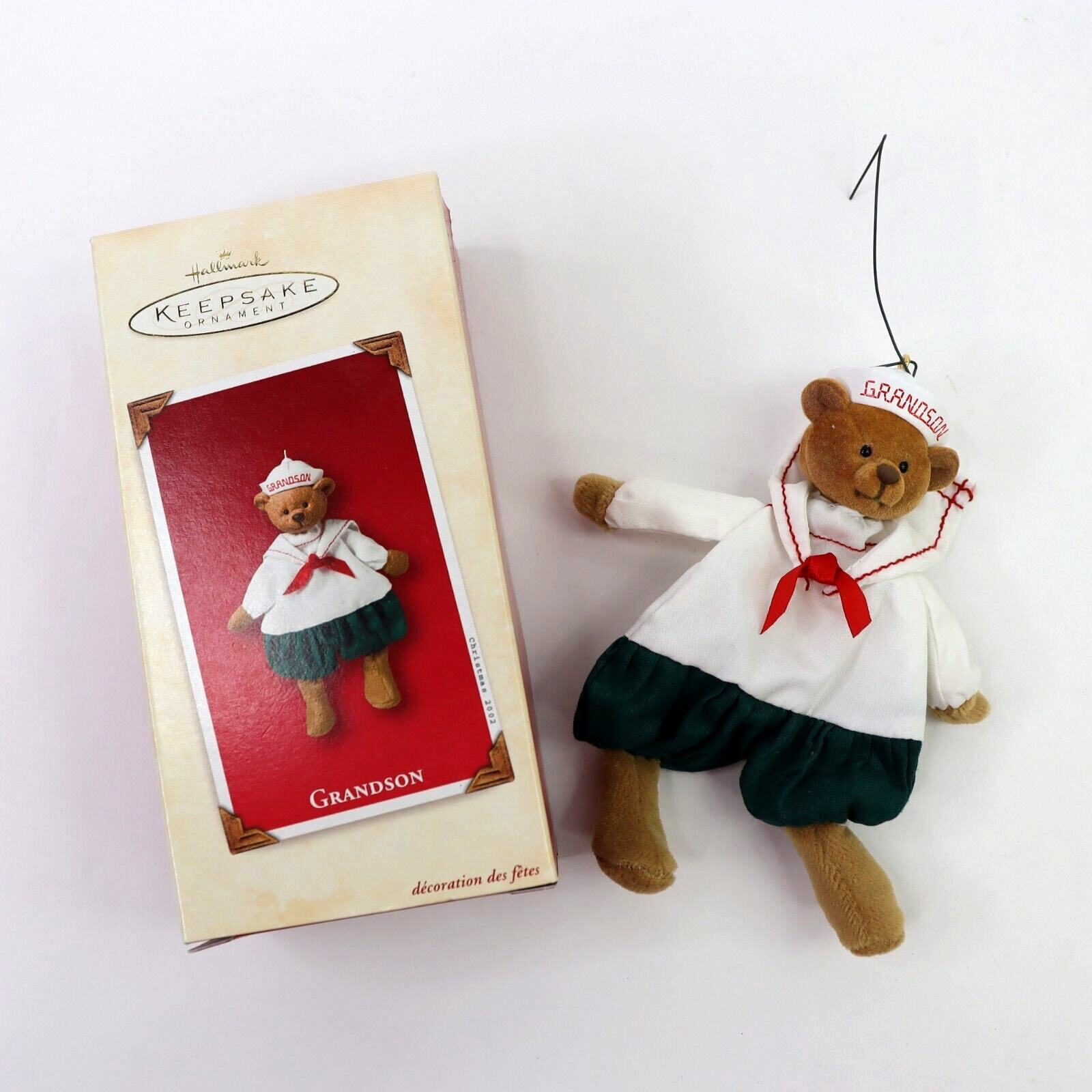 Hallmark Ornament Grandson Sailor Teddy Bear Cloth Body Vintage 2002 Christmas