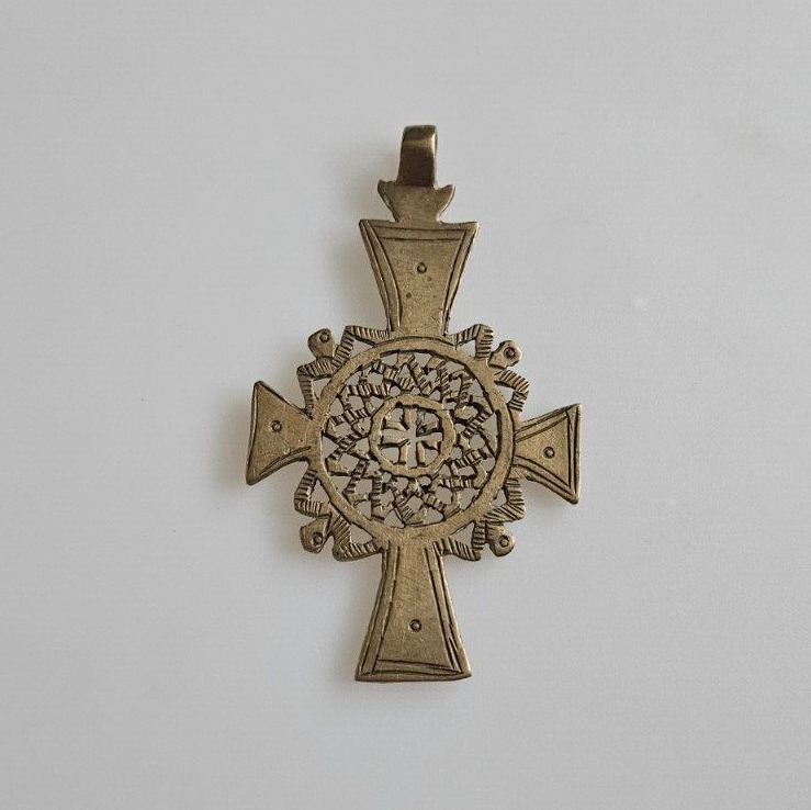 Large Ethiopian Coptic Cross, Christian pendant, handmade Ethiopian pendant