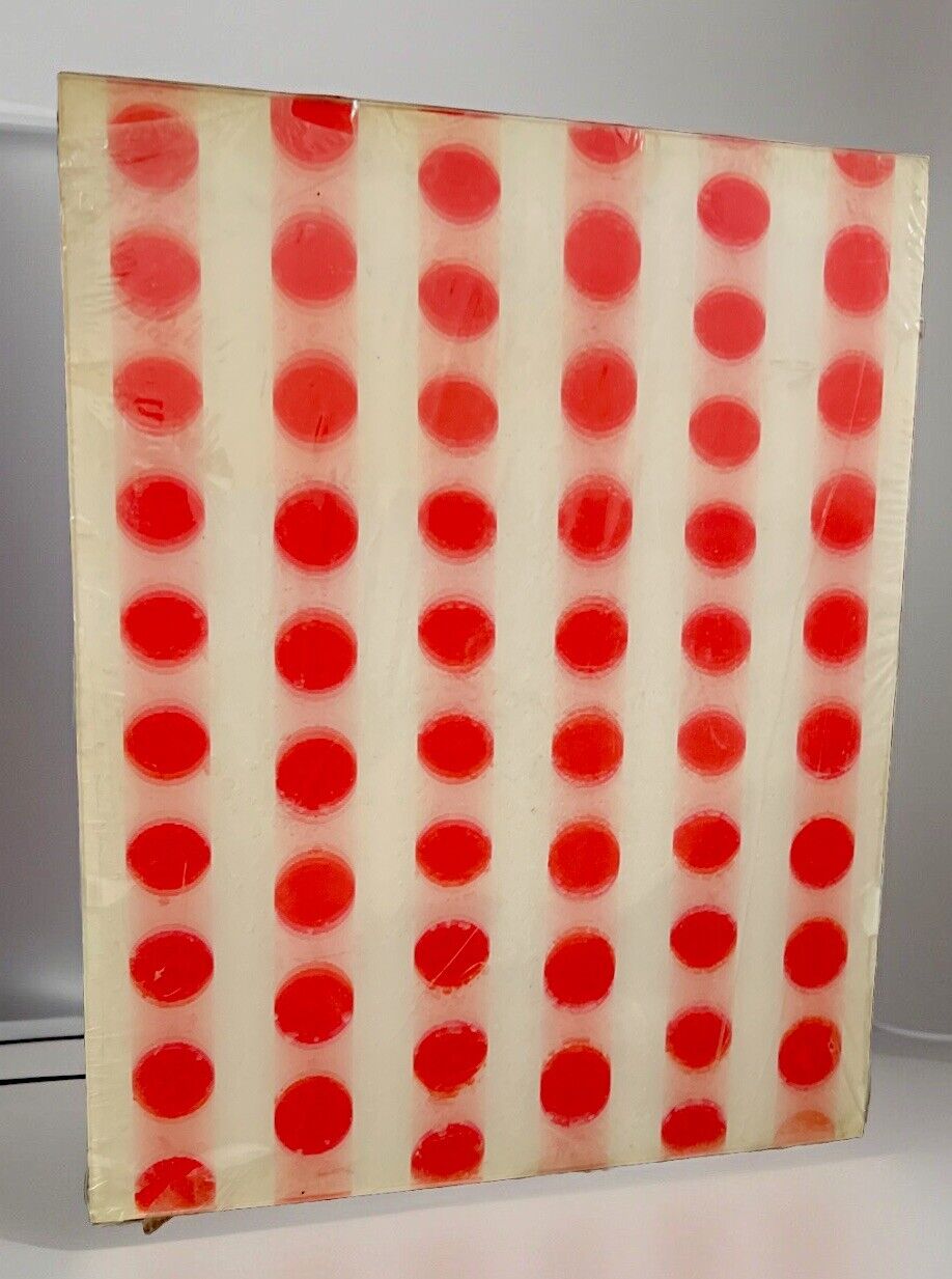 1960S VARI VUE LENTICULAR MOVING MOTION FLOATING RED DOTS RARE TRIPPY NOS 11X14