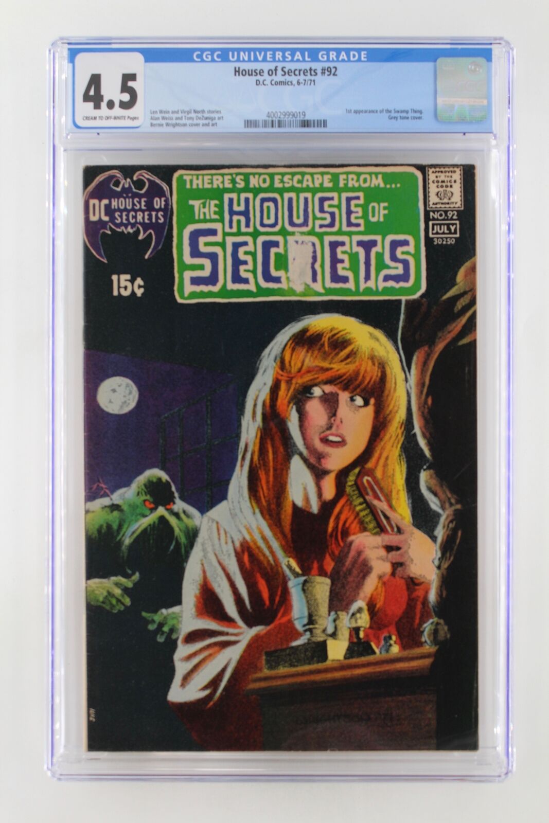 House of Secrets #92 - DC 1971 CGC 4.5 1st Appearance of the Swamp Thing