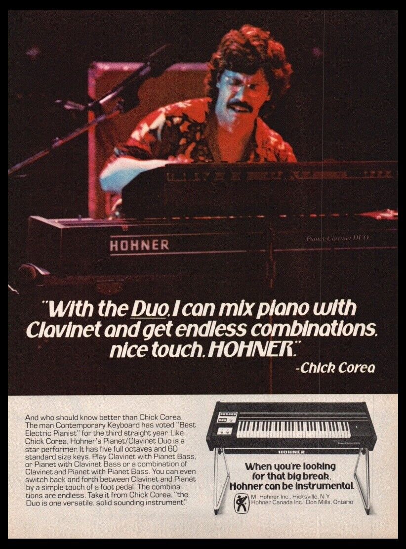 1979 Chick Corea Hohner Duo Keyboard Print ad -Man Cave music décor