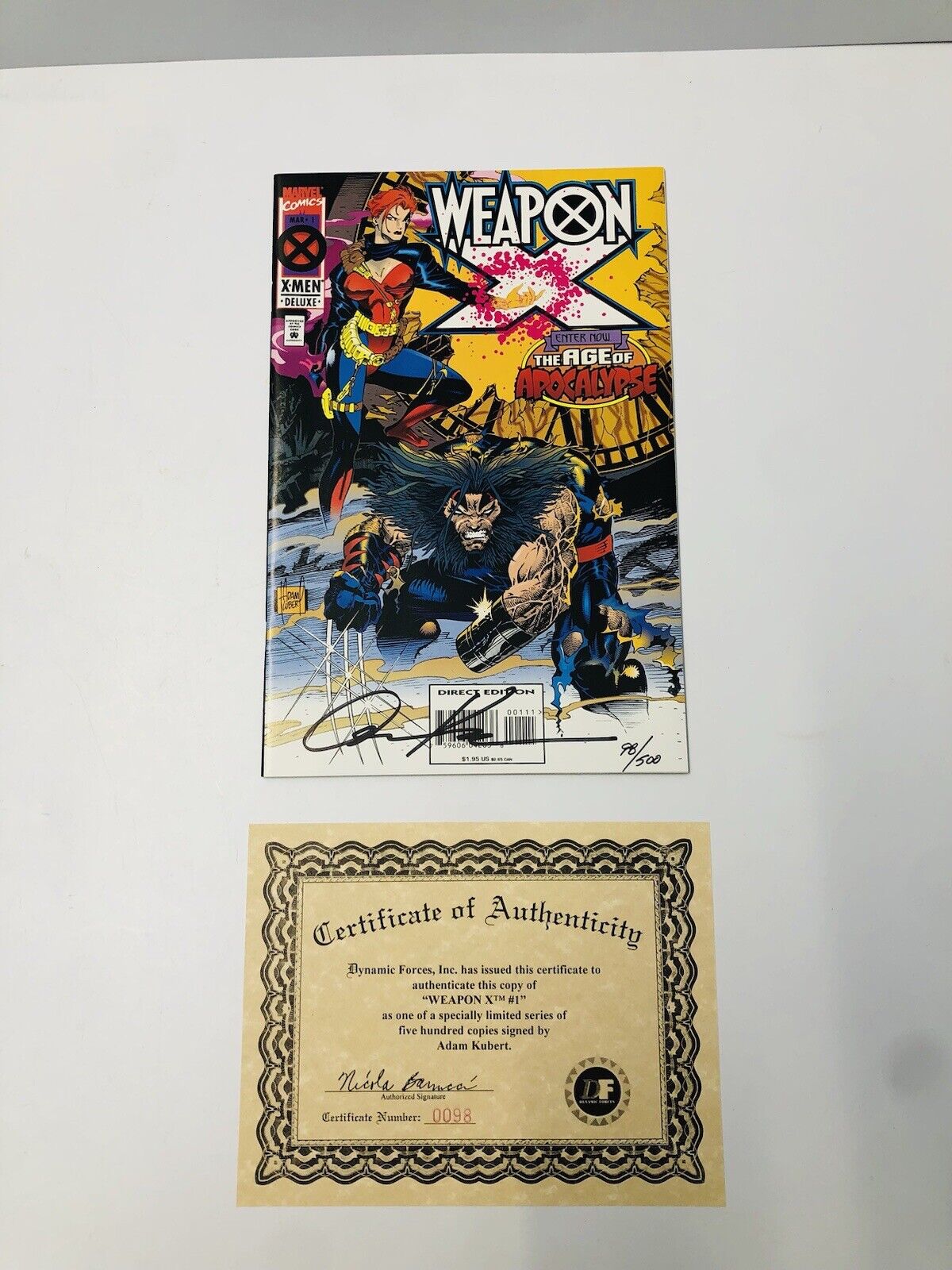 Weapon X #1 1995 Signed by Adam Kubert with Certificate High Grade Marvel Comic