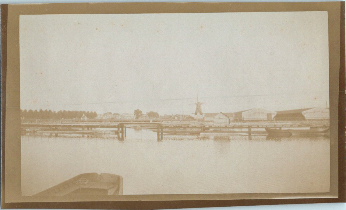 Netherlands, Zaandam Port & Canal, 1908 Vintage Silver Print Citrate Print 